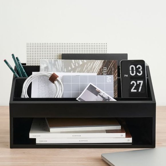 Pottery Barn Office Pottery Barn Aubrey Desktop Organizer Black
